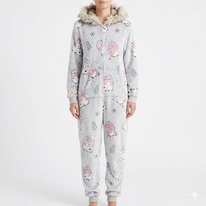 Holiday Time Gray Plush Onesie
